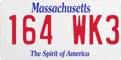 MA license plate 164WK3