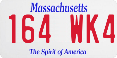 MA license plate 164WK4