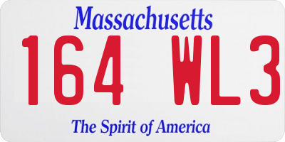 MA license plate 164WL3