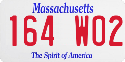 MA license plate 164WO2