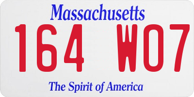 MA license plate 164WO7