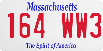 MA license plate 164WW3