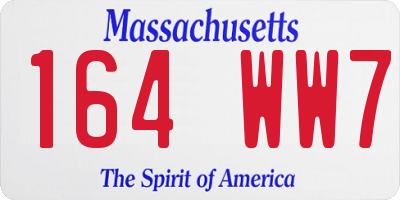 MA license plate 164WW7
