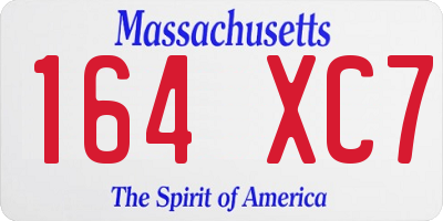 MA license plate 164XC7