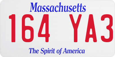 MA license plate 164YA3