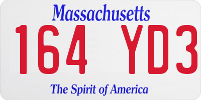 MA license plate 164YD3