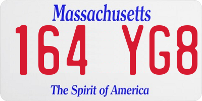 MA license plate 164YG8