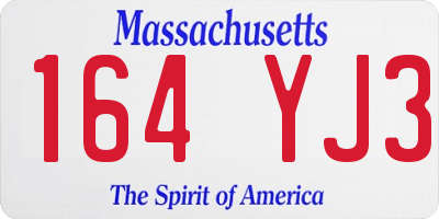 MA license plate 164YJ3
