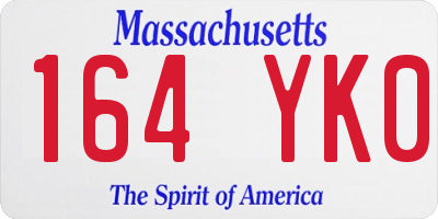MA license plate 164YK0