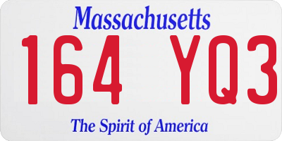 MA license plate 164YQ3