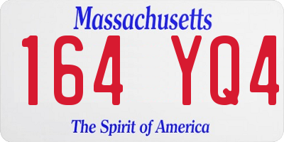 MA license plate 164YQ4