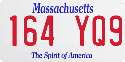 MA license plate 164YQ9