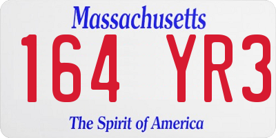 MA license plate 164YR3
