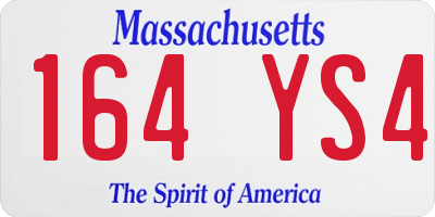 MA license plate 164YS4