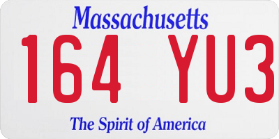 MA license plate 164YU3