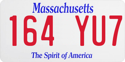 MA license plate 164YU7