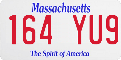 MA license plate 164YU9