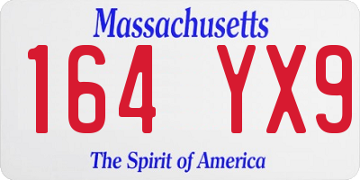 MA license plate 164YX9