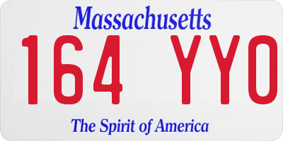 MA license plate 164YY0