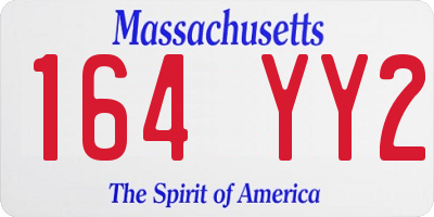 MA license plate 164YY2