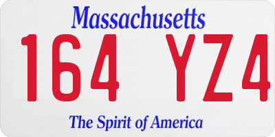 MA license plate 164YZ4