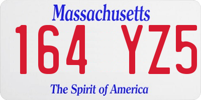 MA license plate 164YZ5