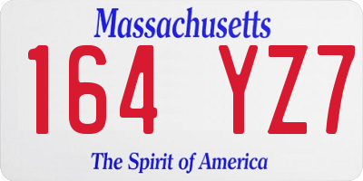 MA license plate 164YZ7