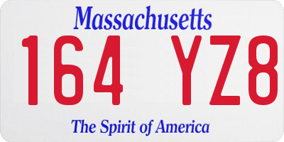 MA license plate 164YZ8