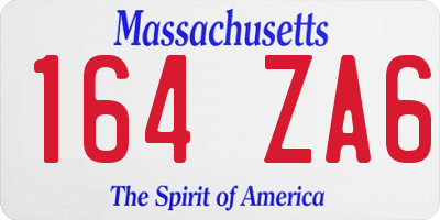 MA license plate 164ZA6