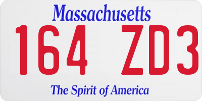 MA license plate 164ZD3