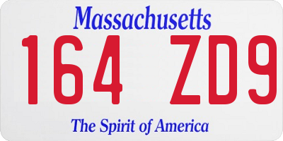 MA license plate 164ZD9