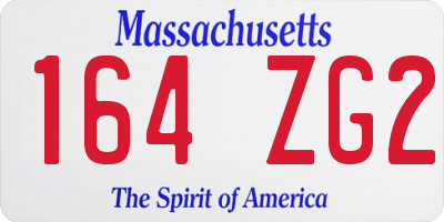 MA license plate 164ZG2