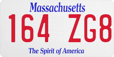 MA license plate 164ZG8