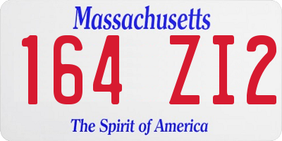 MA license plate 164ZI2