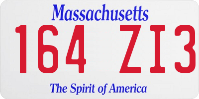 MA license plate 164ZI3