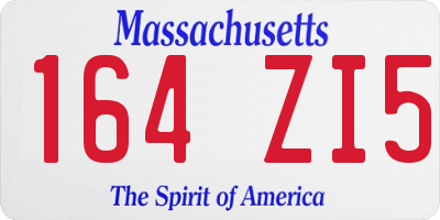 MA license plate 164ZI5