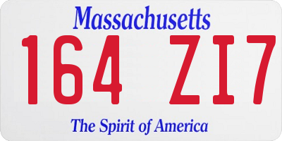 MA license plate 164ZI7