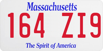 MA license plate 164ZI9