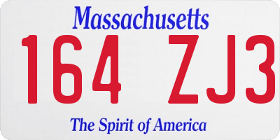 MA license plate 164ZJ3