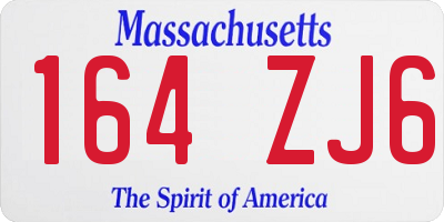 MA license plate 164ZJ6