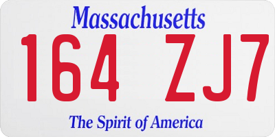 MA license plate 164ZJ7