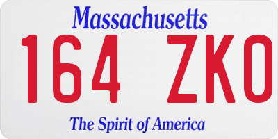 MA license plate 164ZK0