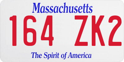 MA license plate 164ZK2