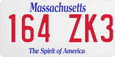MA license plate 164ZK3