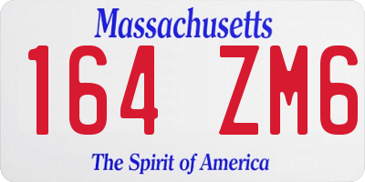 MA license plate 164ZM6