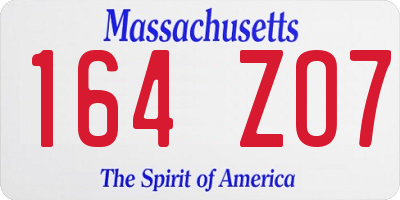 MA license plate 164ZO7