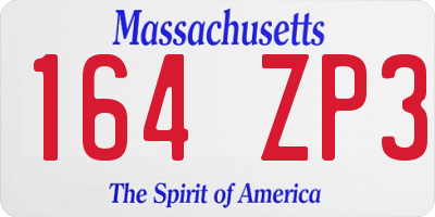 MA license plate 164ZP3