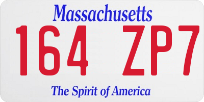 MA license plate 164ZP7