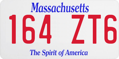 MA license plate 164ZT6