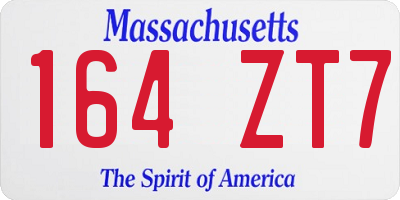 MA license plate 164ZT7